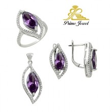 Gümüş zirkon taşlı set